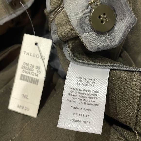 Talbots NWT dark olive green dress pants size 16L - Picture 10 of 10